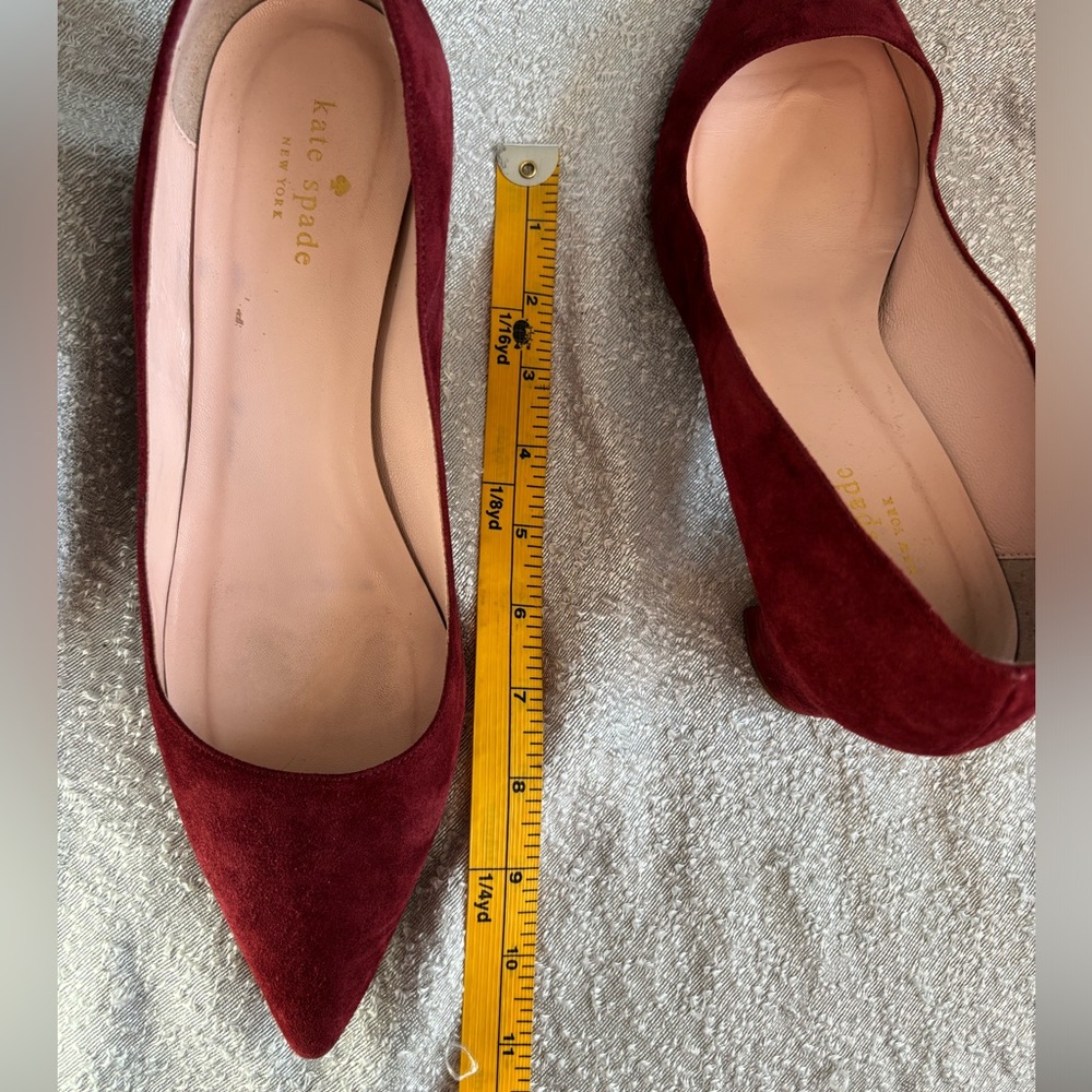 Pointed Toe Block Heel Pumps in Burgundy Suede - Picture 7 of 13